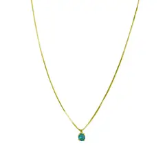 ANDREA COGGIOLA JOYAS - Collar Punto De Luz Cuadrado Celeste 4mm Enchapado Oro 18K