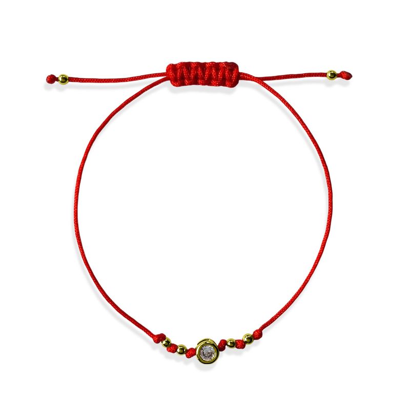 ANDREA COGGIOLA JOYAS - Pulsera Punto De Luz Borde Cordón Rojo Enchapado Oro 18K