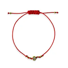 ANDREA COGGIOLA JOYAS - Pulsera Punto De Luz Borde Cordón Rojo Enchapado Oro 18K