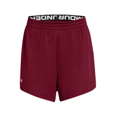 UNDER ARMOUR - Shorts de malla Tech de 3" mujer Rojo