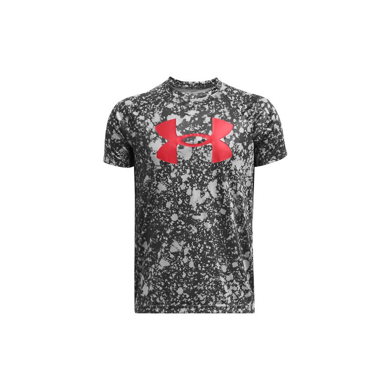 UNDER ARMOUR - Polera Manga Corta Big Logo UA T Niño Gris UNDER ARMOUR.-
