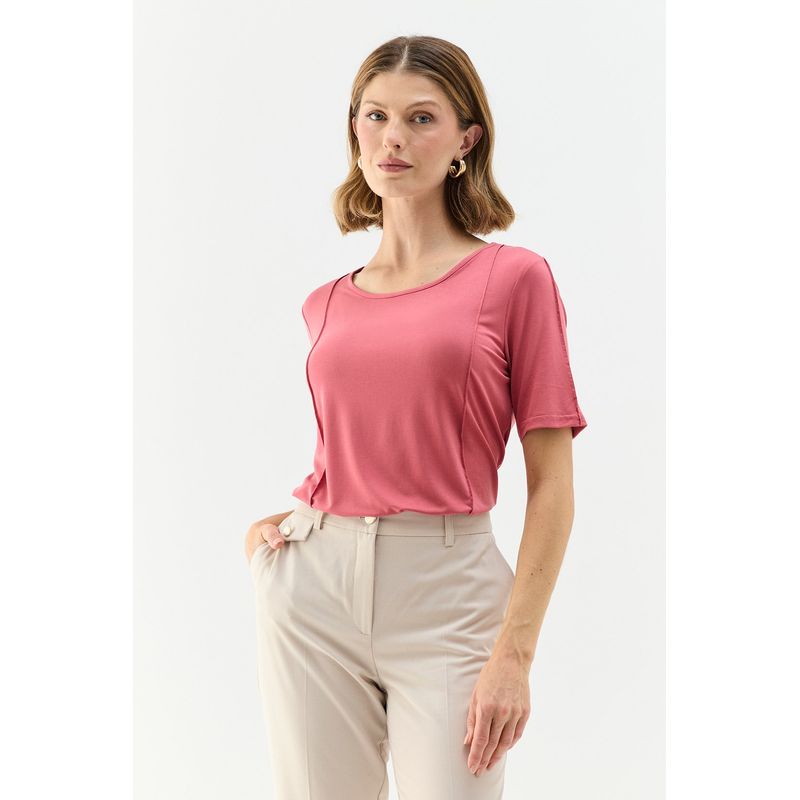 MA GRIFFE - Polera Manga Corta Coral Mujer Magriffe
