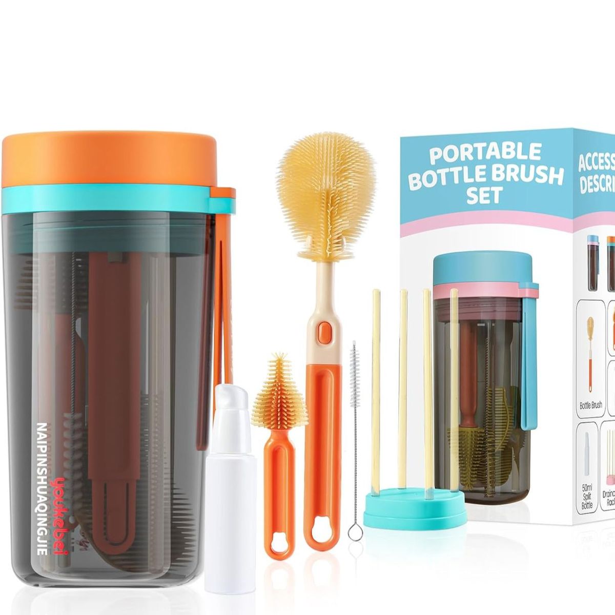 GENERICO - Set De Limpieza Cepillos Portátil Para Mamaderas Biberones
