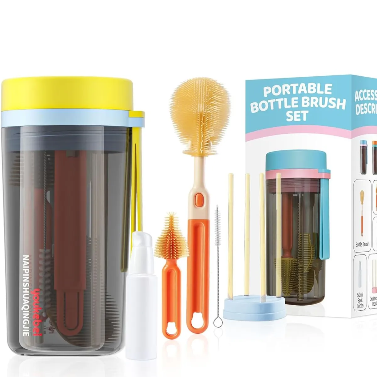 GENERICO - Set De Limpieza Cepillos Portátil Para Mamaderas Biberones