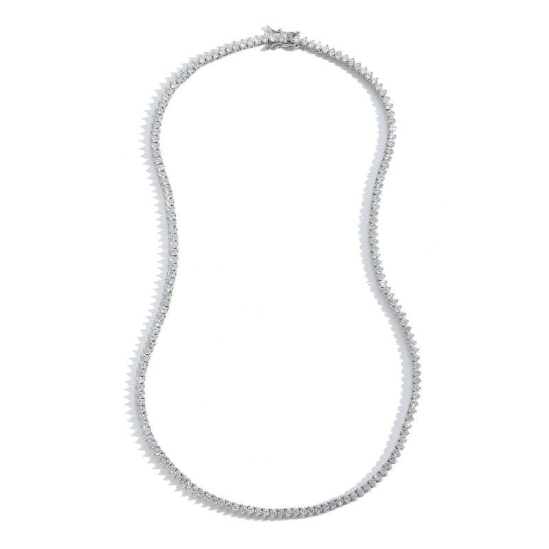 GENERICO - AMBAR JOYAS - Collar Tennis Circones 2mm 3 Puntas Plateado