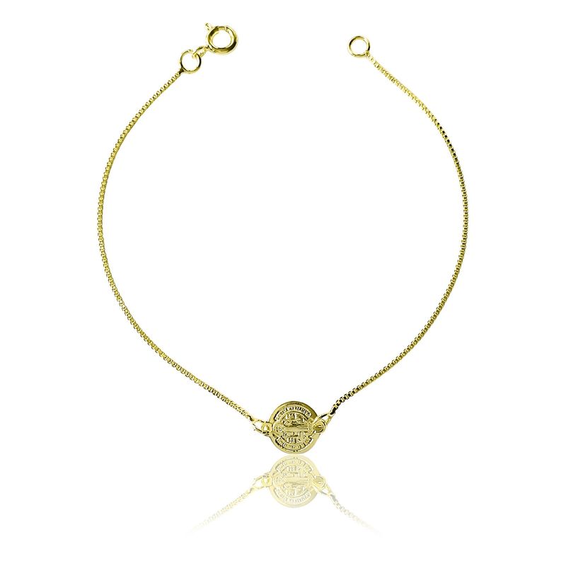 ANDREA COGGIOLA JOYAS - Pulsera Medalla San Benito 9mm Veneciana Enchapado Oro 18K
