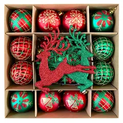 GENERICO - Set de Adornos Navideños de 40 Piezas Rojo-Verde