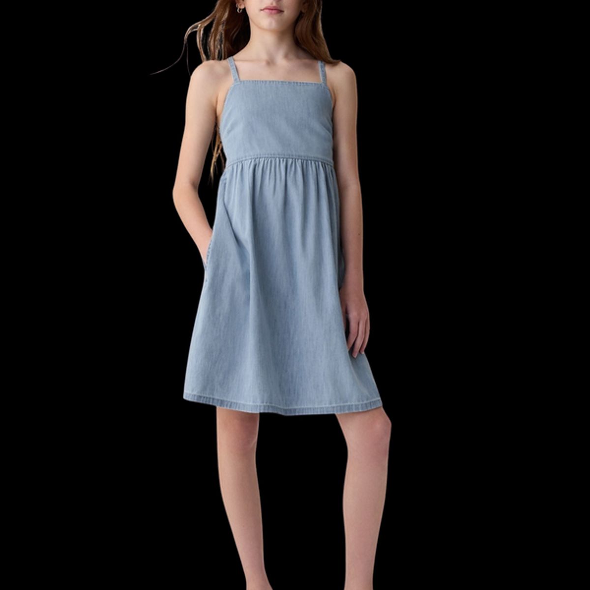 GAP - Vestido Denim Tirita Celeste