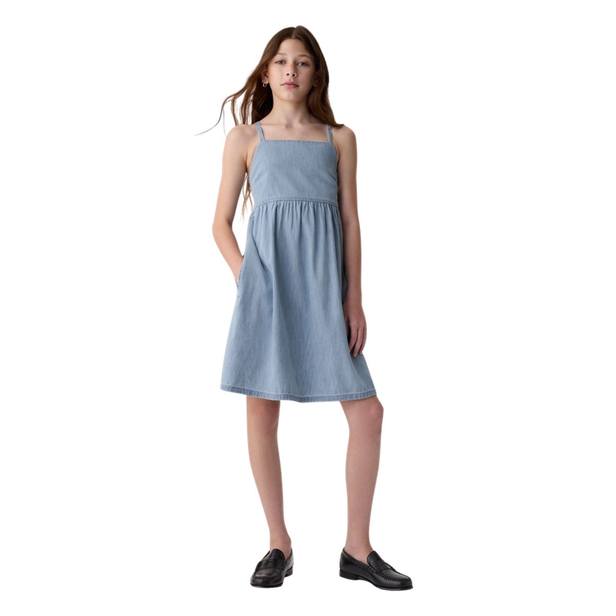 GAP - Vestido Denim Tirita Celeste