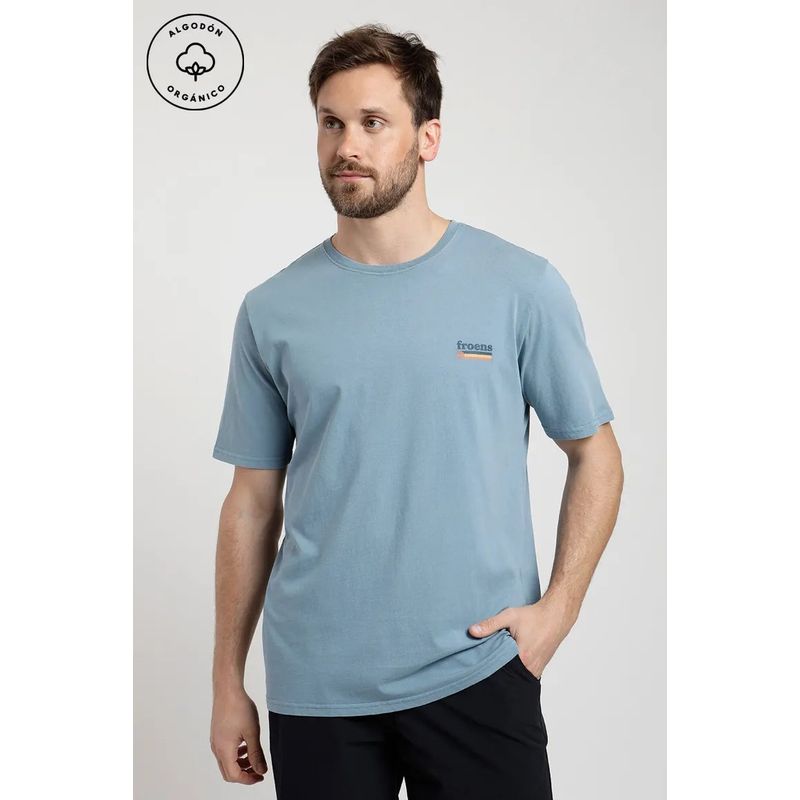 FROENS - Polera Manga Corta Hombre Logo Birra Azul Froens