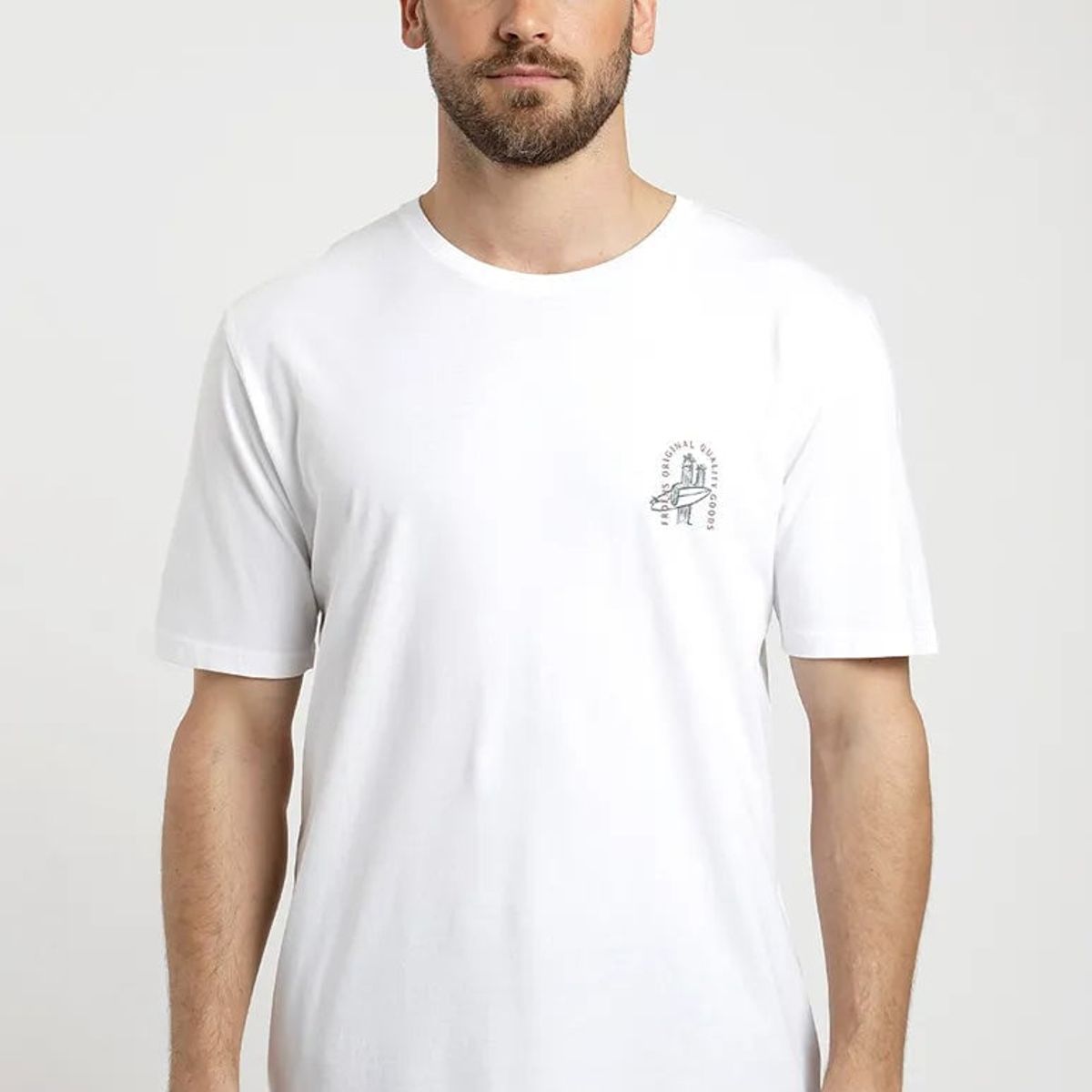 FROENS - Polera Manga Corta Hombre Surfer Cactus Blanco Froens
