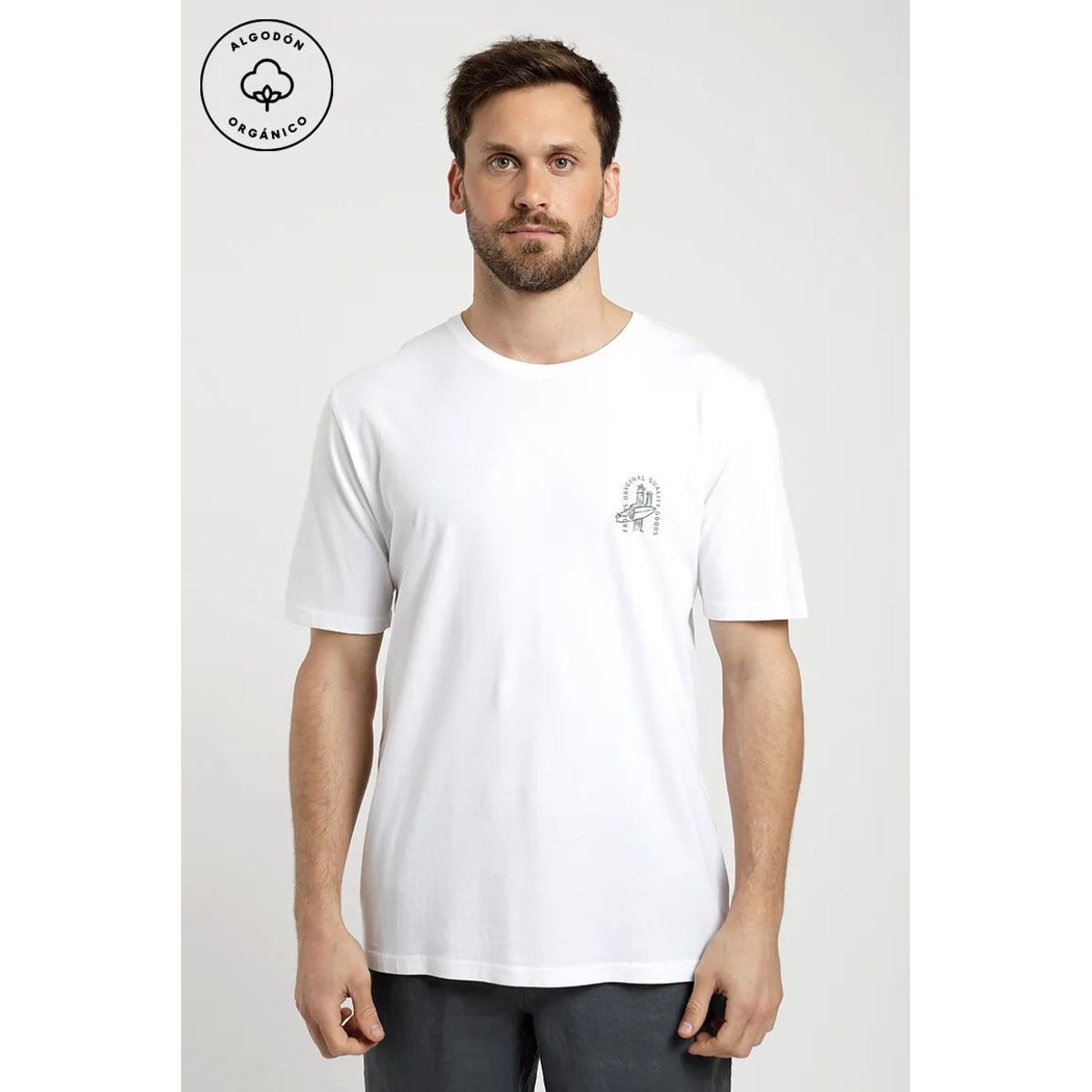 FROENS - Polera Manga Corta Hombre Surfer Cactus Blanco Froens