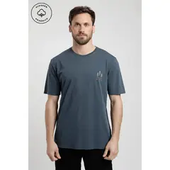 FROENS - Polera Manga Corta Hombre Chilling Azul