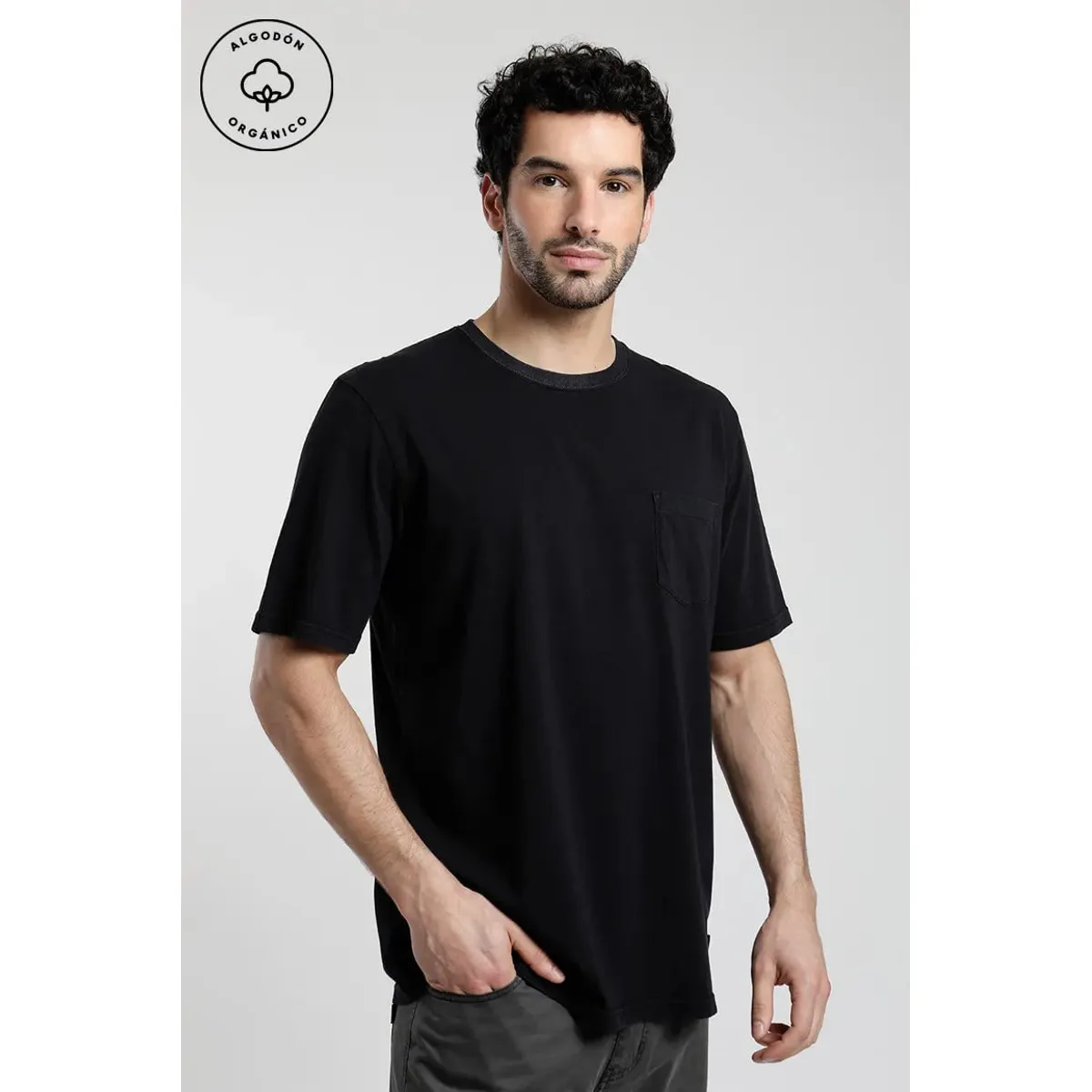 FROENS - Polera Manga Corta Hombre Bolsillo Negro Froens