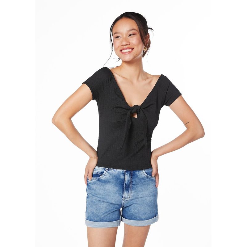 EFESIS - POLERA MATHIS REGULAR AMARRA ESCOTE NEGRA - Negro