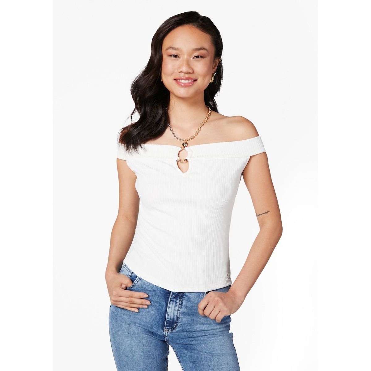 EFESIS - POLERA SORA REGULAR BARDOT C ARGOLLA - Crema