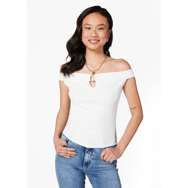 EFESIS - POLERA SORA REGULAR BARDOT C ARGOLLA - Crema
