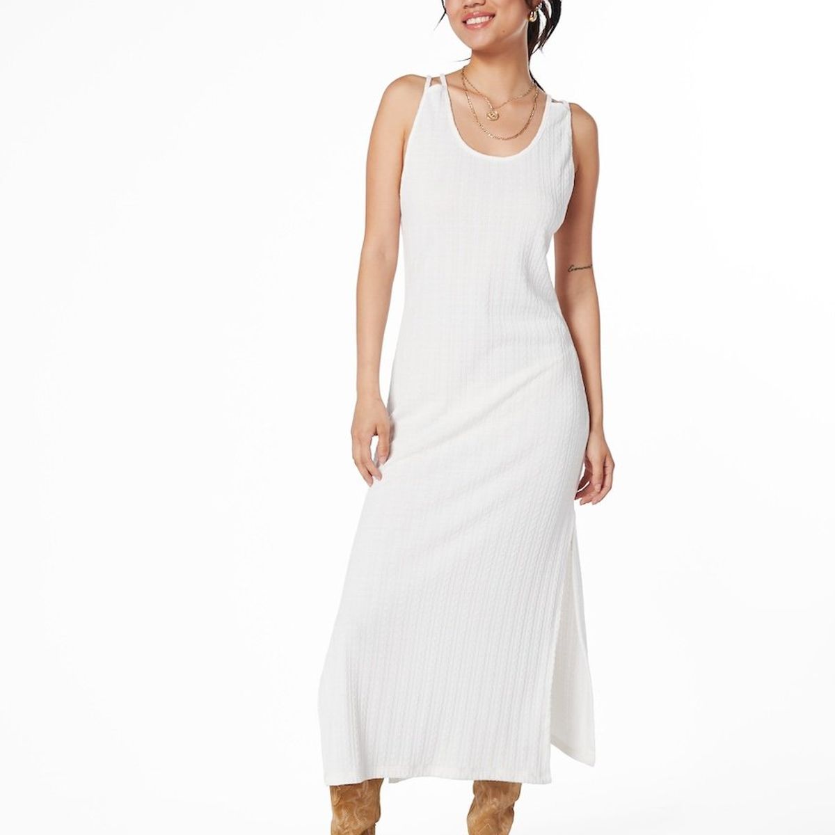 EFESIS - VESTIDO KENS LARGO PABILOS ESPALDA CRUDO - Crema