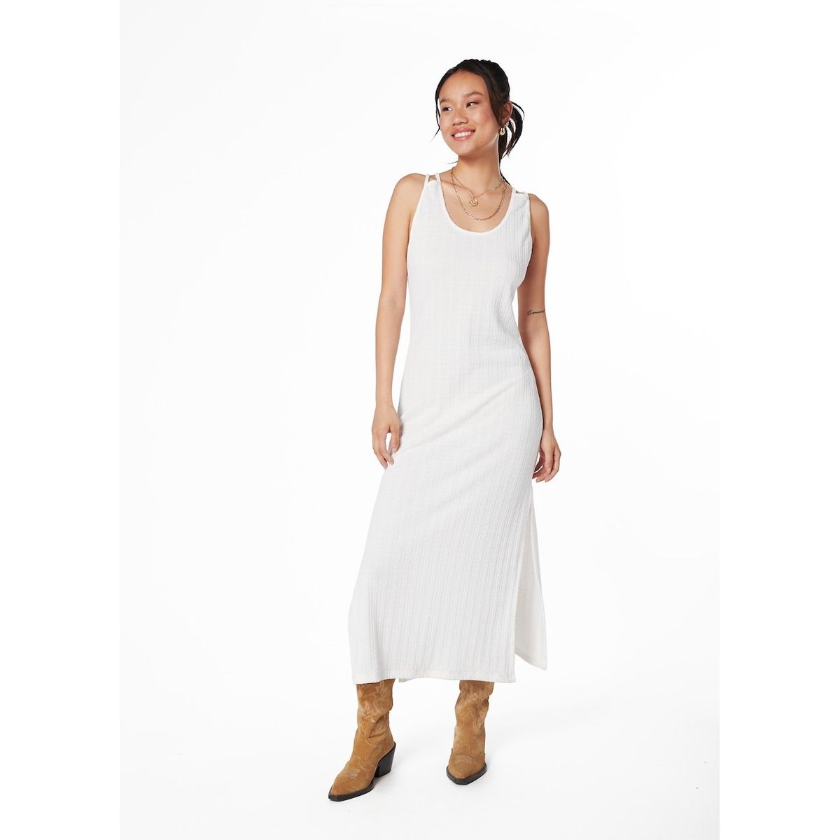 EFESIS - VESTIDO KENS LARGO PABILOS ESPALDA CRUDO - Crema