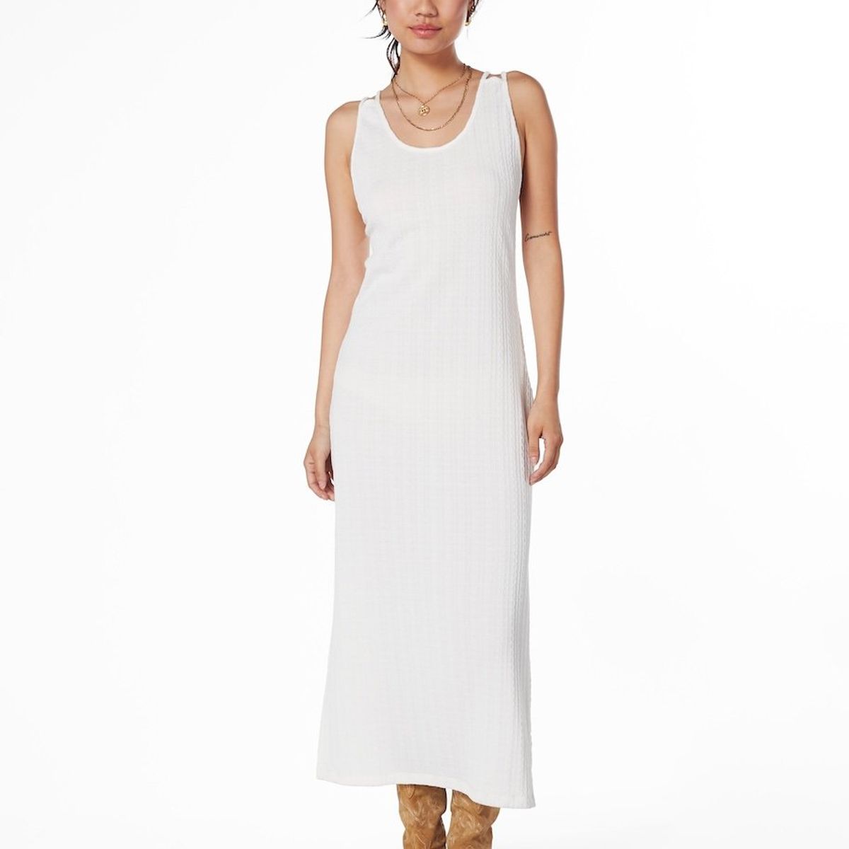 EFESIS - VESTIDO KENS LARGO PABILOS ESPALDA CRUDO - Crema