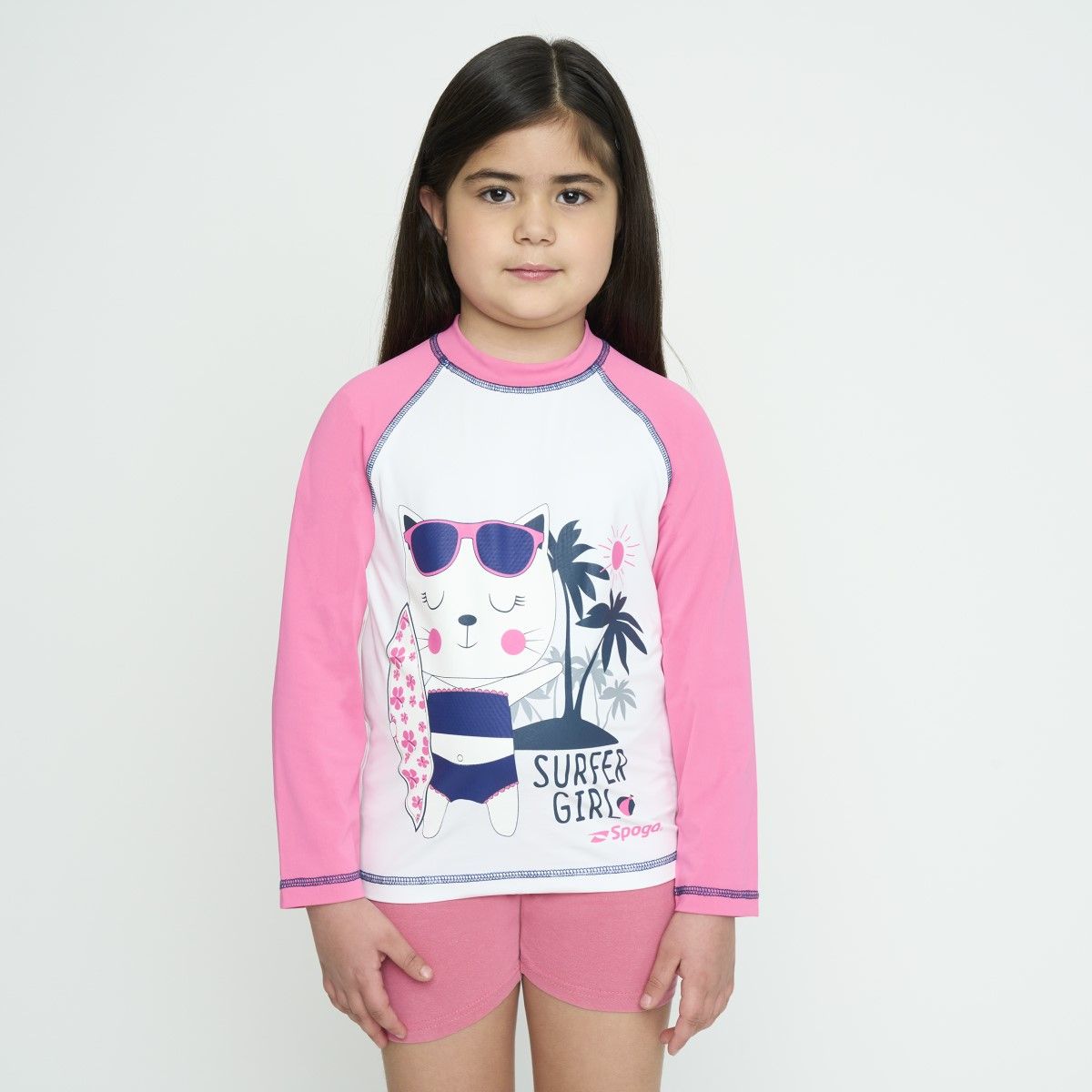 SPOGA - Polera Natación Niña Spoga UV Blanca