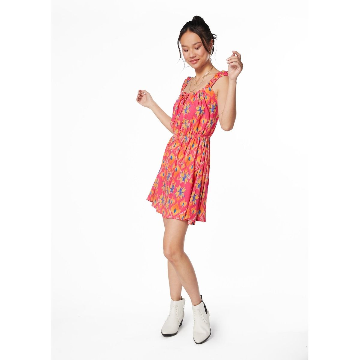 EFESIS - VESTIDO LUND ELASTICOS ESPALDA FUCSIA - Fucsia