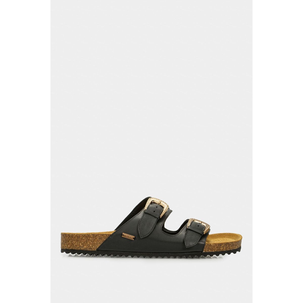 VELEZ - Vélez Sandalia Plana Pilos De Cuero Mujer Suela Corcho Negro