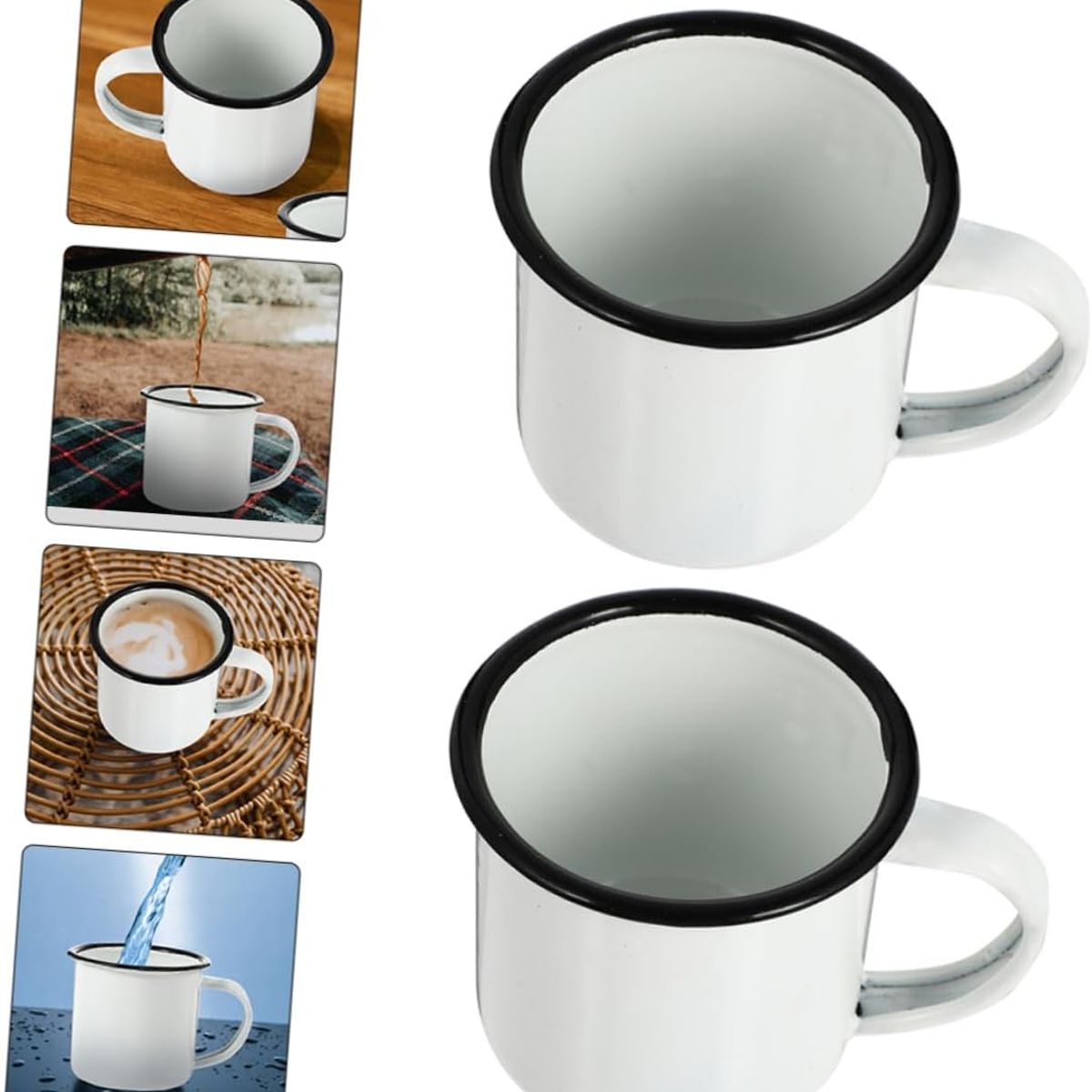 GENERICO - Tazón Blanco Enlozado Para Sublimación borde Negro 5 Unidades