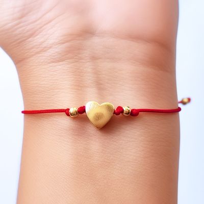 Imagen 2 del producto Pulsera Corazón Satinado Enchapado Oro 18K Ajustable