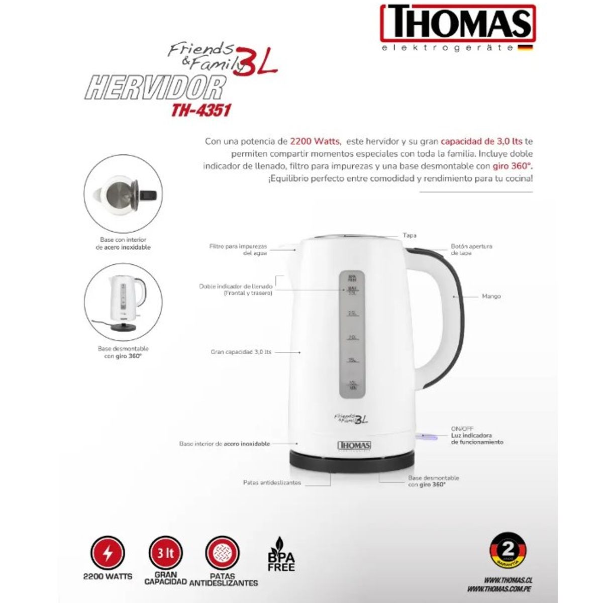 THOMAS - Hervidor Family & Friends 3 lts TH-4351 Thomas