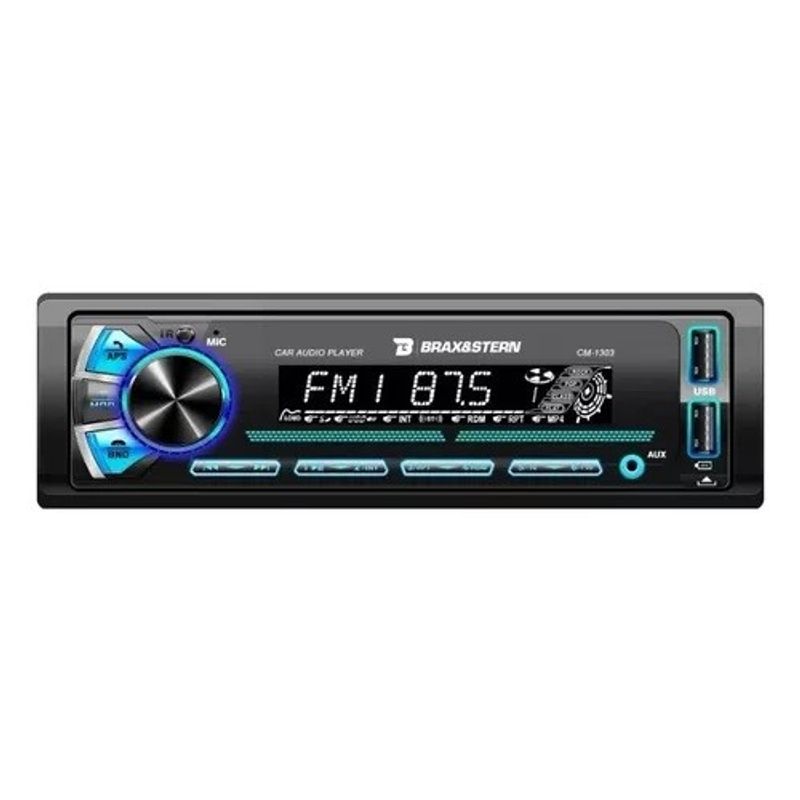 BRAXYSTERN - Radio Auto 1 Din Bluetooth Usb Aux Mp3 Desmontable Cm1303