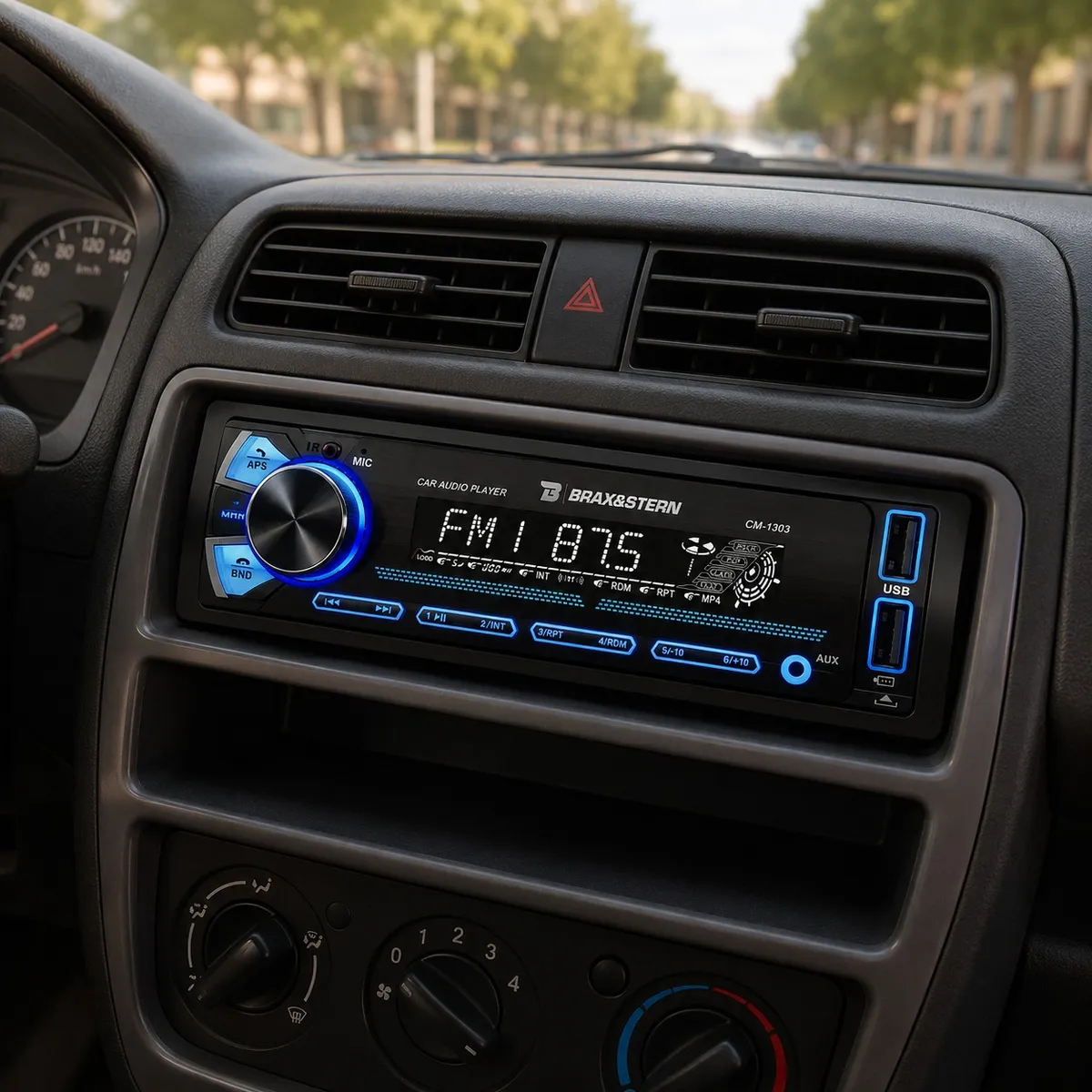 BRAXYSTERN - Radio Auto 1 Din Bluetooth Usb Aux Mp3 Desmontable Cm1303