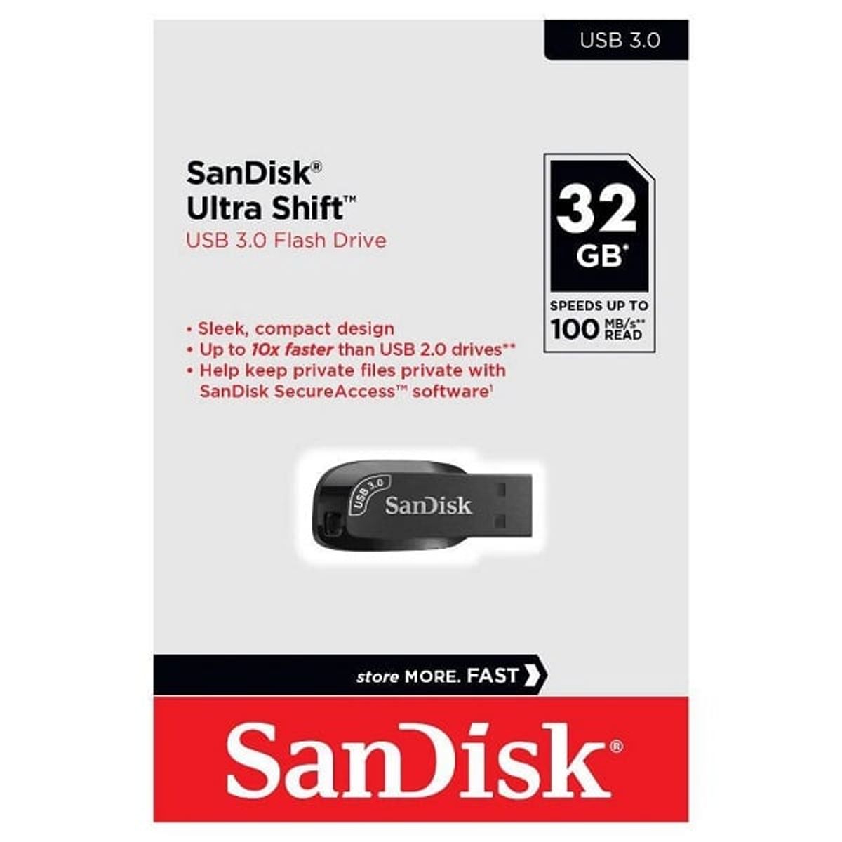 SANDISK - Pendrive SanDisk Ultra Shift de 32GB USB 3.0 100 MB/s
