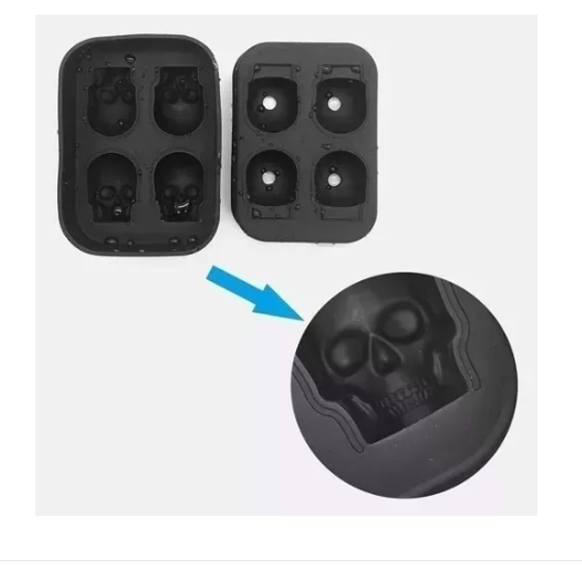 GENERICO - Cubeta De Hielo Silicona Calavera Whisky Tragos Coctel