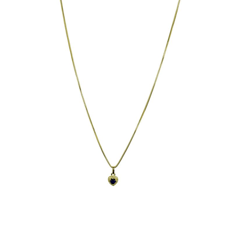 ANDREA COGGIOLA JOYAS - Collar Circón Corazón Azul Lady Enchapado Oro 18K