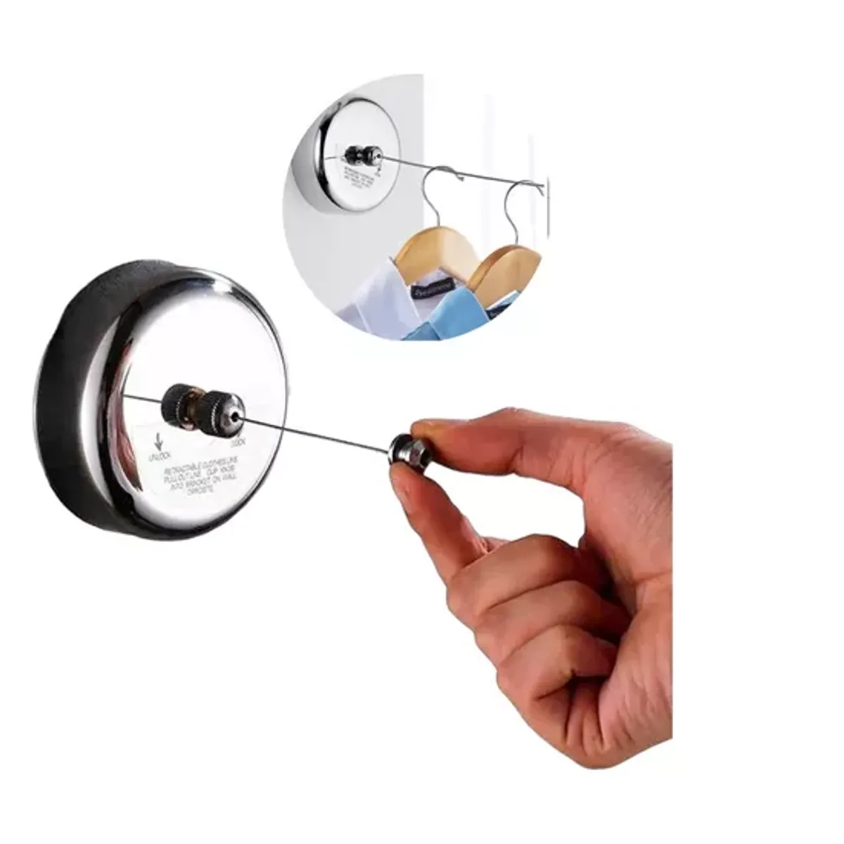 GENERICO - Tendedero Retráctil Ropa Colgador Acero Inoxidable Cuerda