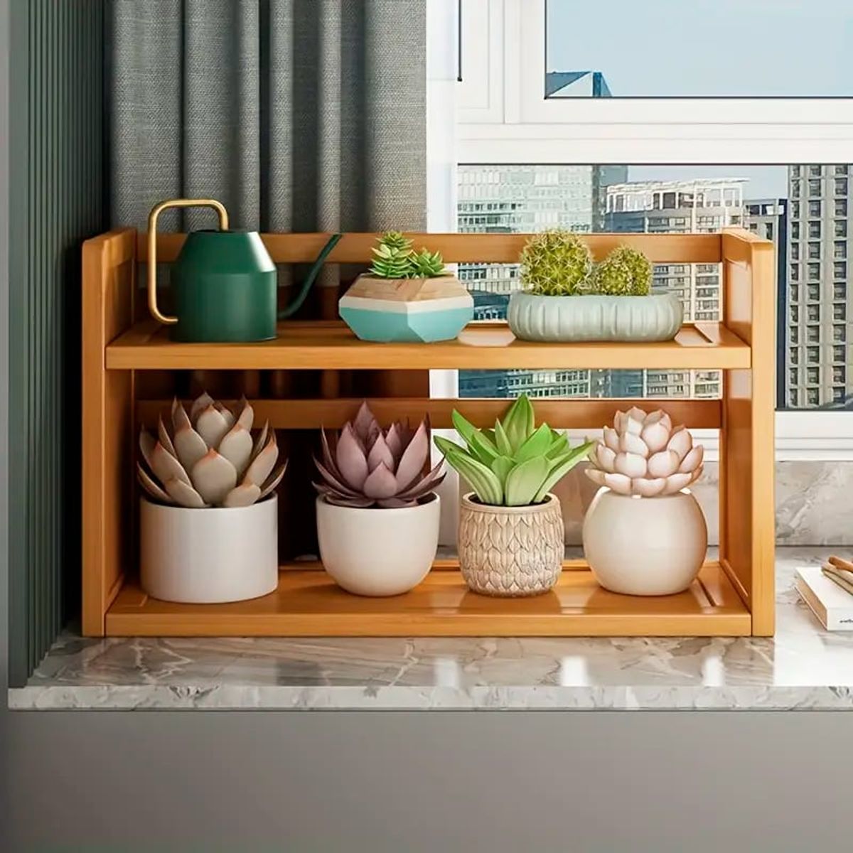 WAKESHOME - Estante De Madera 2 Niveles Organizador Cocina/ Baño Repisa