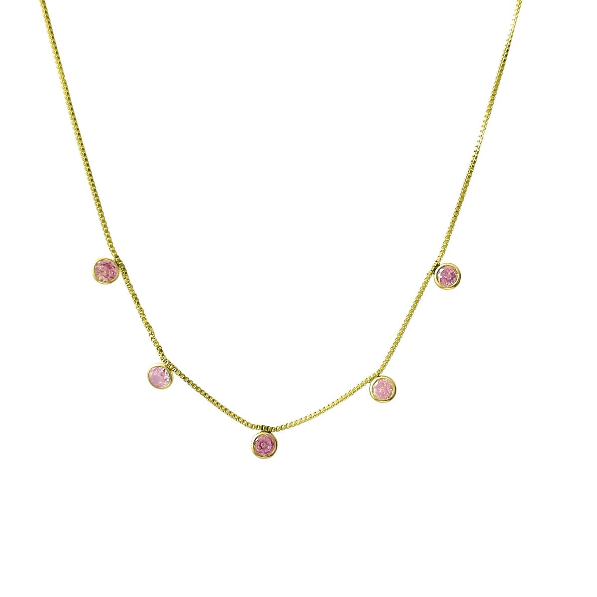 COGGIOLA - Collar 5 Circones Rosado Enchapado Oro 18K