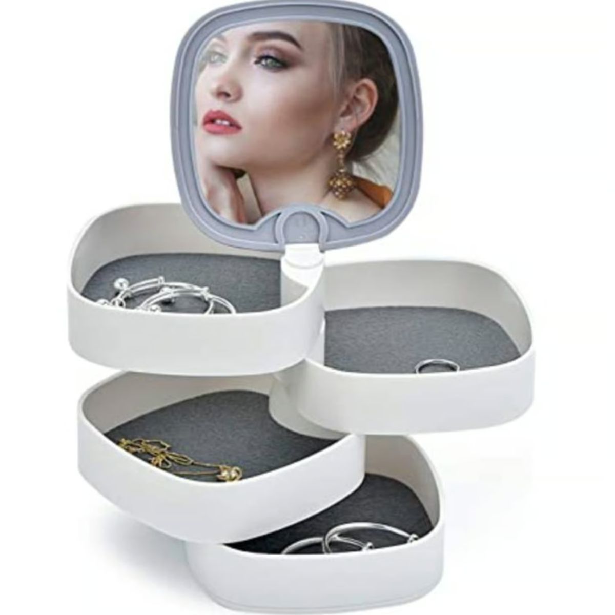 GENERICO - Joyero con Luces Led 4 Niveles Decoración