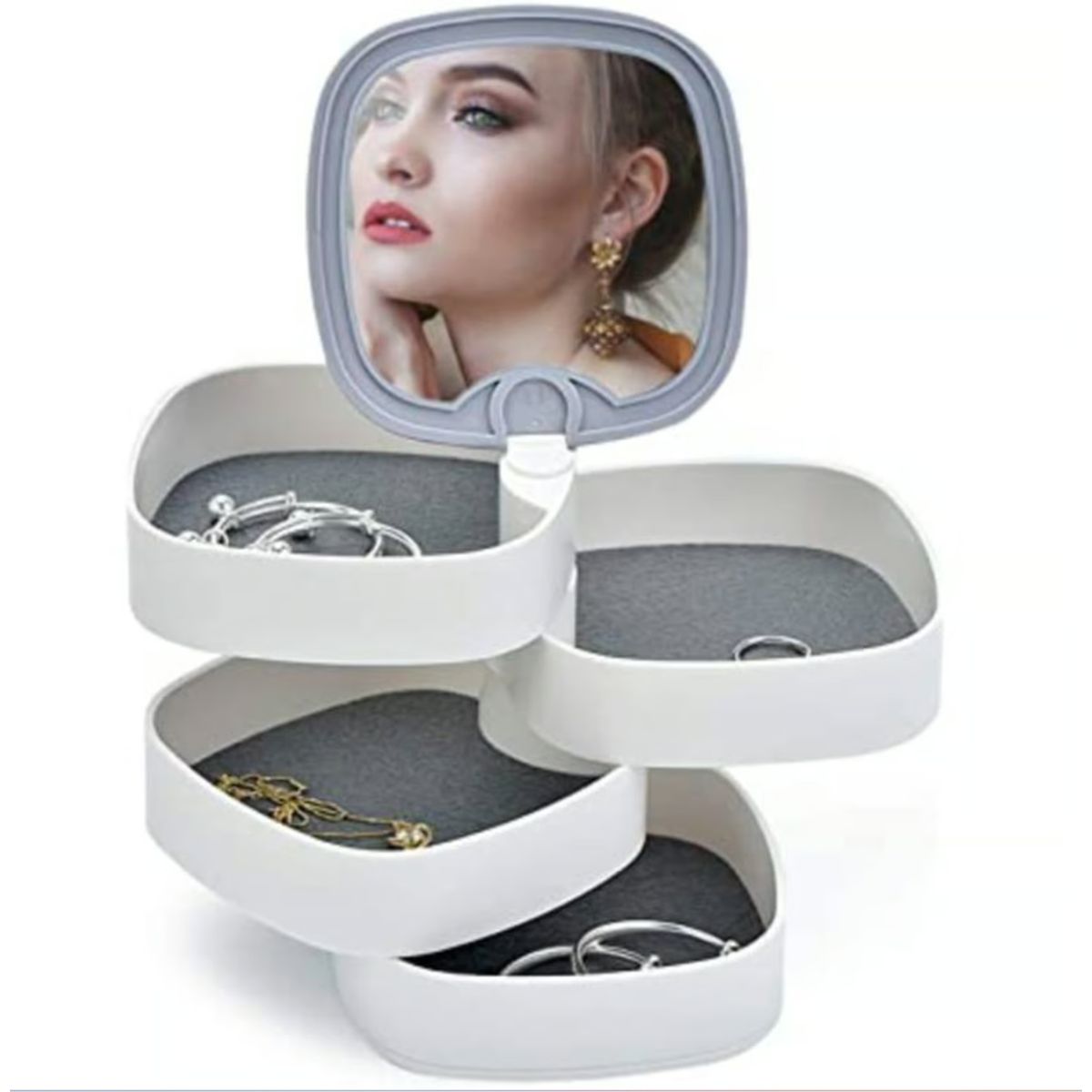 GENERICO - Joyero con Luces Led 4 Niveles Decoración