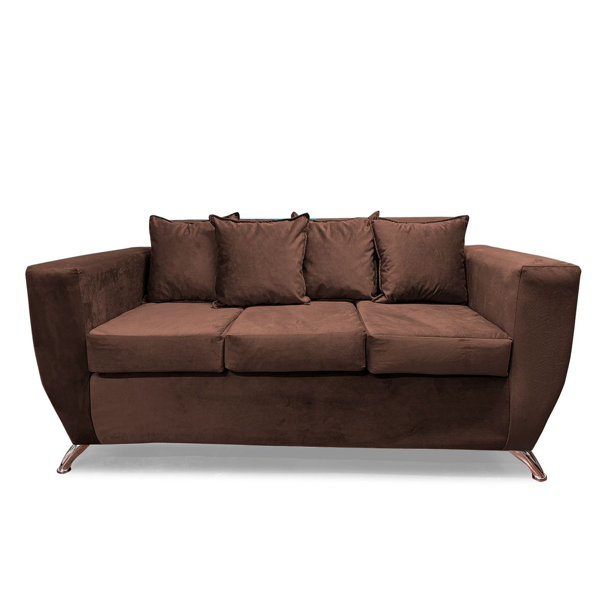 FOCUS - Sofá Napoli 3 cuerpos felpa café