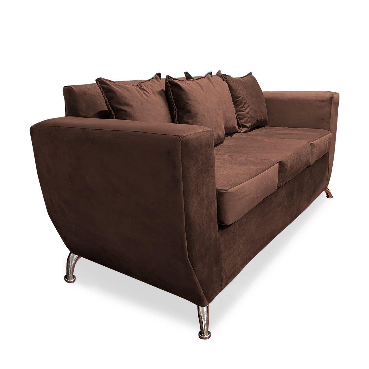 FOCUS - Sofá Napoli 3 cuerpos felpa café