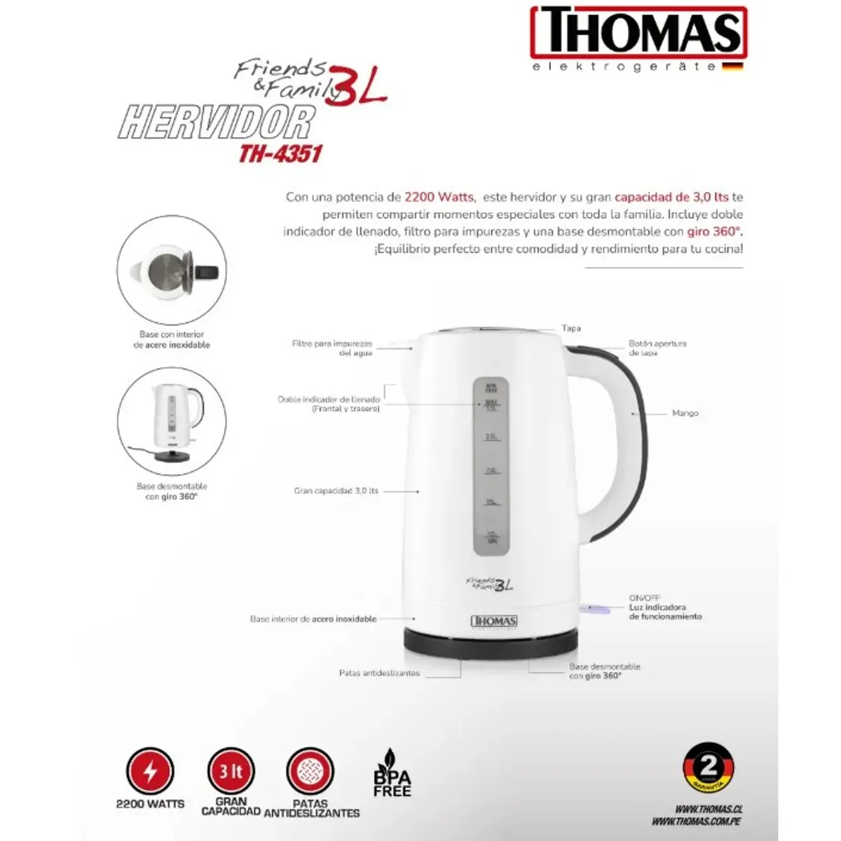 THOMAS - Hervidor Family & Friends 3 lts TH-4351 Thomas