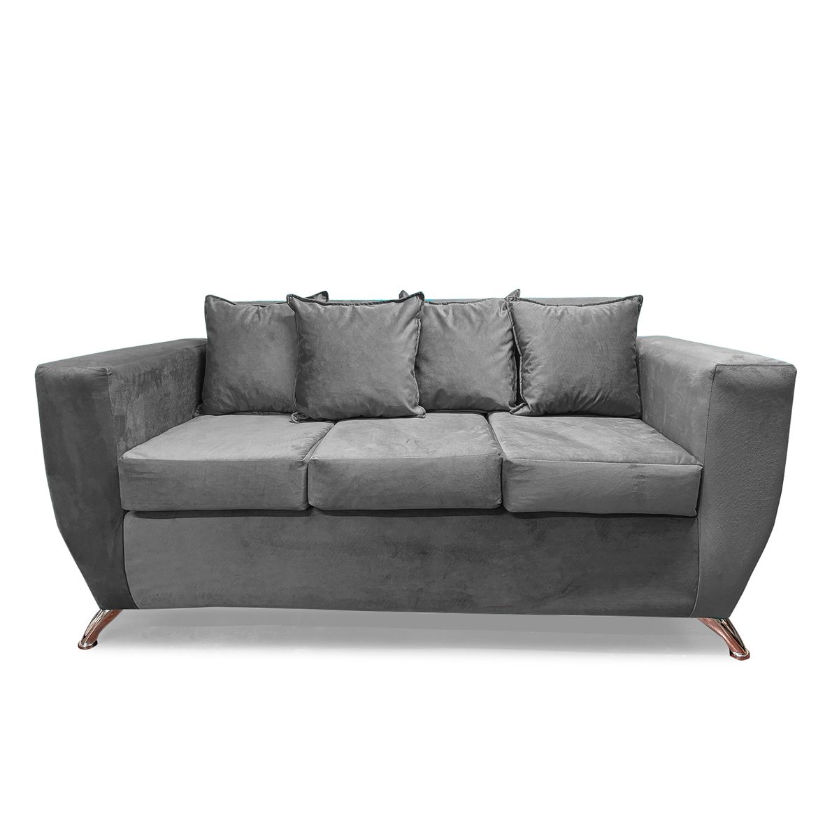 FOCUS - Sofá Napoli 3 cuerpos felpa Gris