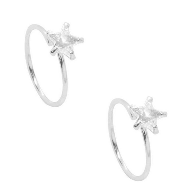 GENERICO - Aro Plata 925 Piercing Estrella De Circón 10 mm Regalo