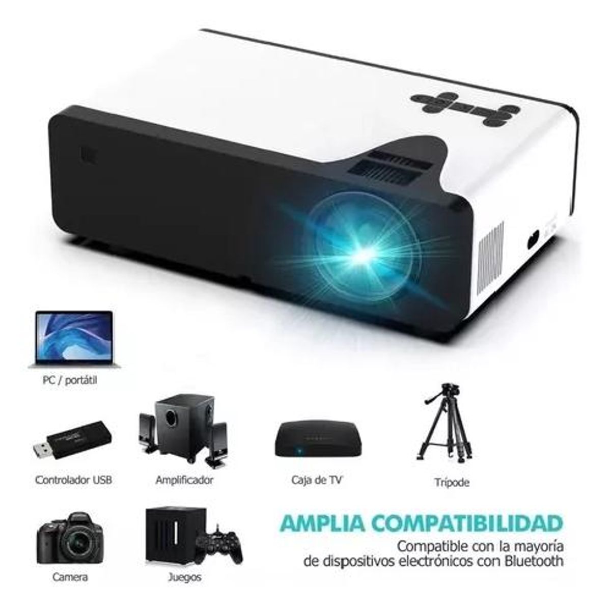 GENERICO - Proyector portátil HD 1080p 3000 lúmenes