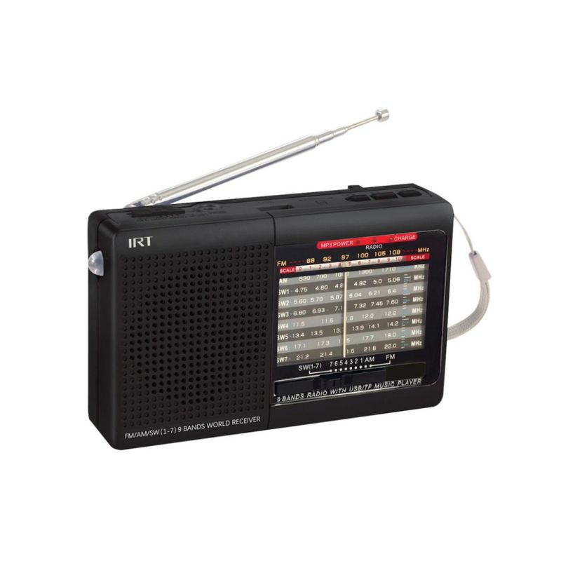 IRT - RADIO AMFMSWUSBMSD 9 BANDAS RECARGABLE NEGRA