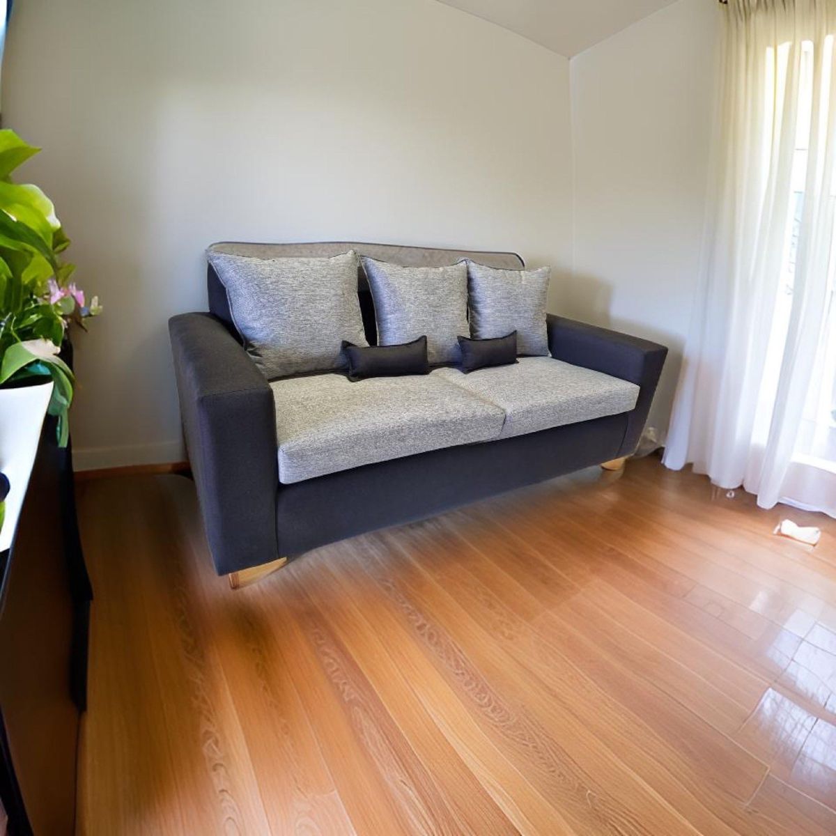 MUEBLES NEW - SOFA TRES CUERPOS GRIS LINO..