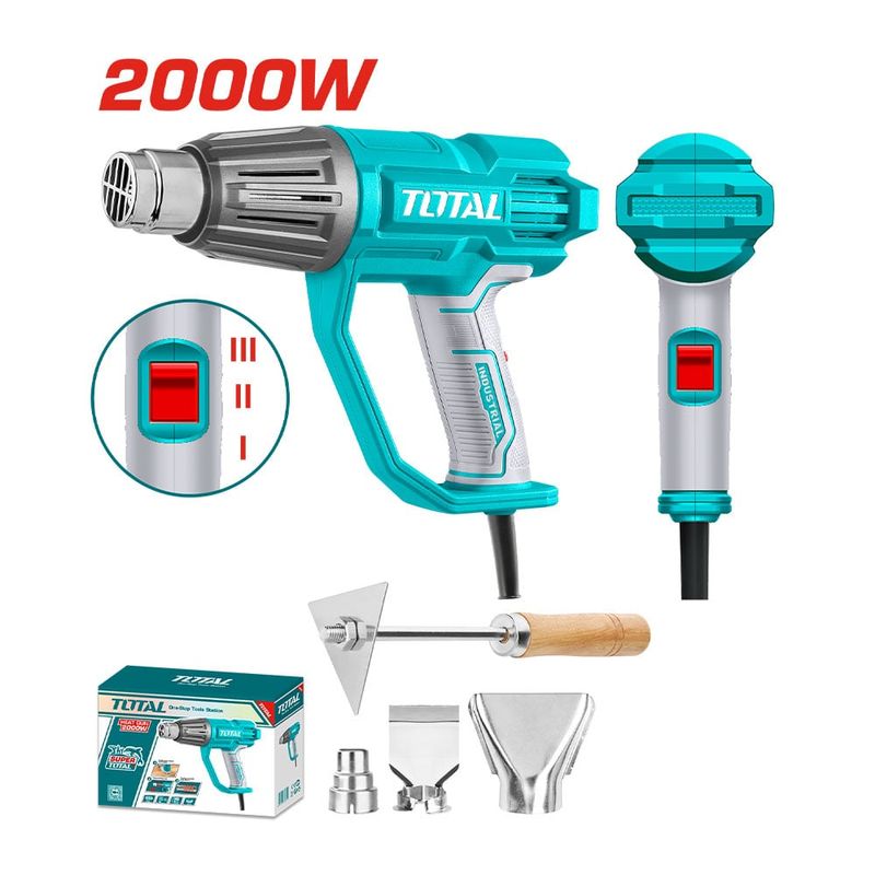 TOTAL TOOLS - Pistola a Calor 2000W Industrial 550°C + 4 Accesorios Super Total