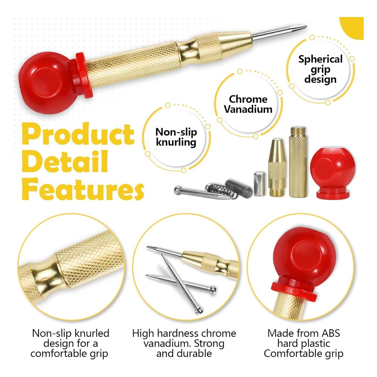 ATURE - Punzón Punto Centro Automático Trabajos Pesados Ergonómico